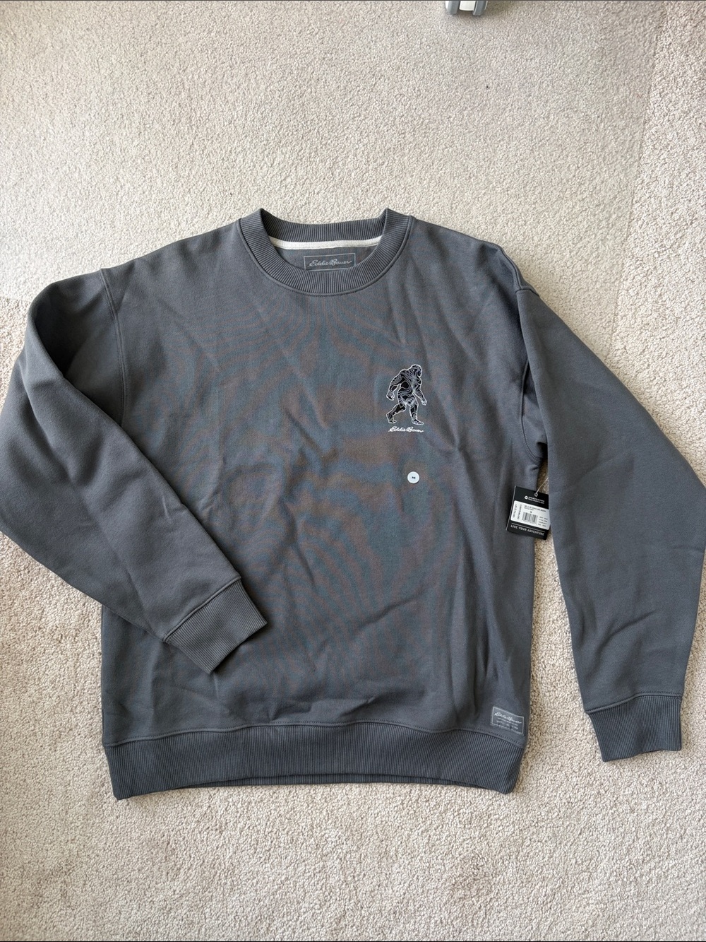 Eddie Bauer Men's Charcoal Gray Crewneck Sweatshirt with Embroidered Graphic